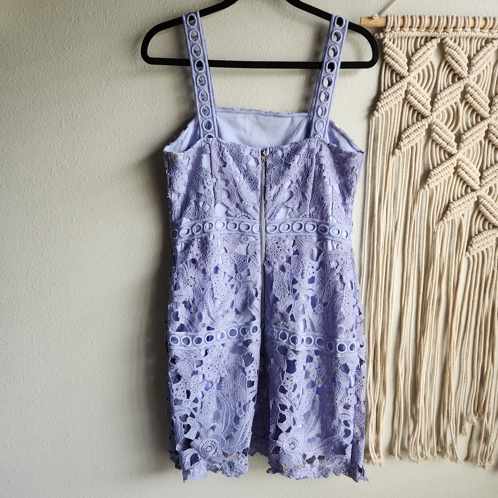 Sam Edelman Periwinkle Blue Lace Dress |‎ Circle Trim Embroidered | Size 8 - Picture 3 of 6